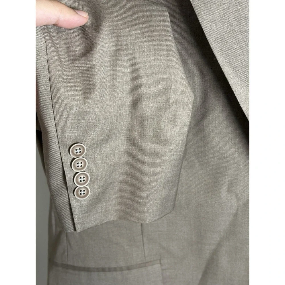 NWT!! $239 Nautica Mens 2-Piece Modern Fit Active Stretch Solid Suit Tan 48L 43W